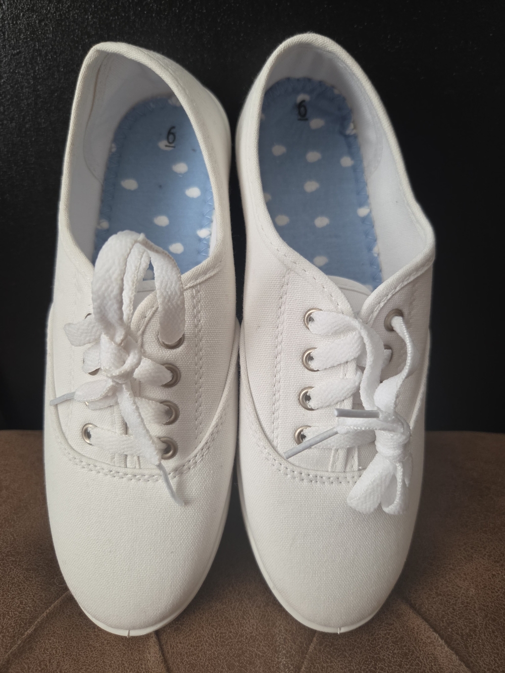 Women's Time And True White Canvas Lace-Up Sneakers ~ Size 6